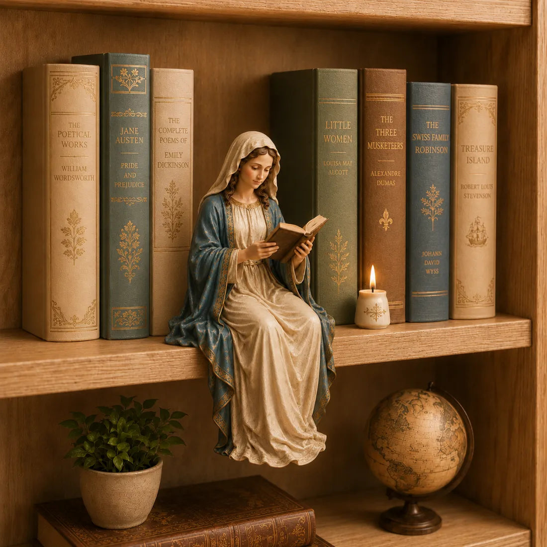 Virgin Mary Reading Bookshelf Figure