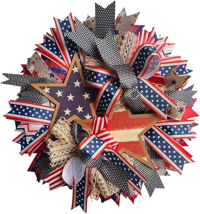 250th Anniversary Patriotic Wreath - For Independence Day Memorial Day Holiday Decor