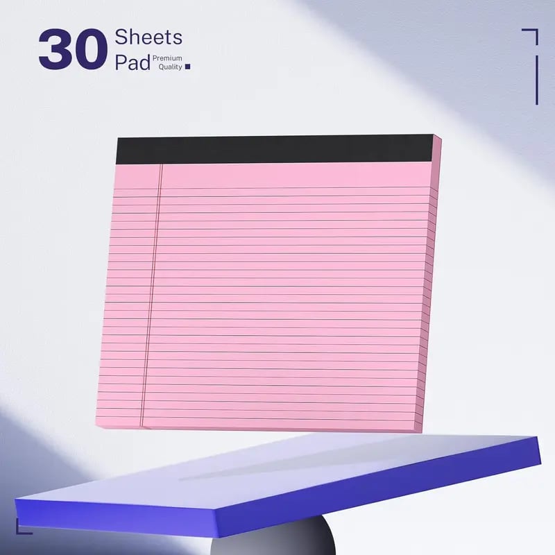 📝Office Pop! Wide Legal Pad (Double-sided nrintino No ink bleeding) – Colorful, Landscape, Double Ruling, 30 Easy‐Tear Sheets 🌈📄✨