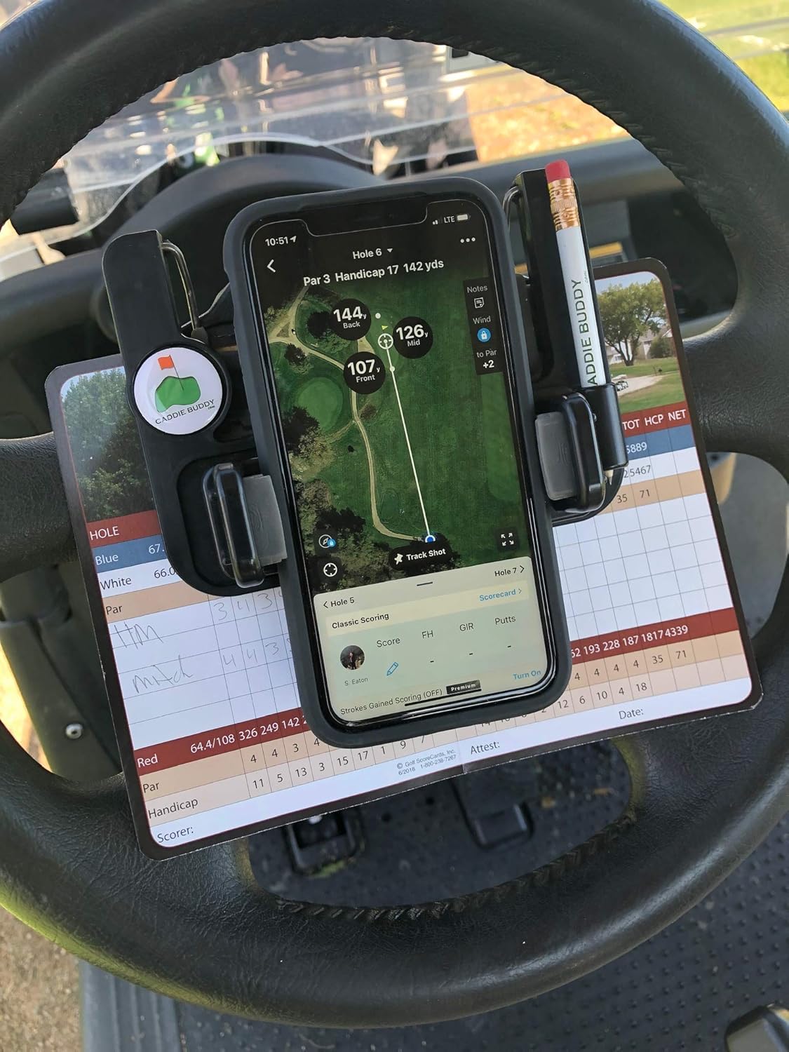 🔥Hot Sale 49% off - 🌟⛳ Clip-On Phone Holder for Golf Cart Steering Wheel – Quick Install & Firm Grip