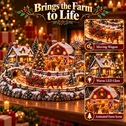 🐮 Animated Highland Cow Christmas Village | Lighted Farmhouse Holiday Décor