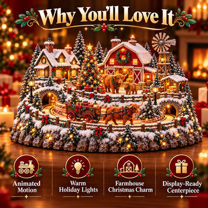 🐮 Animated Highland Cow Christmas Village | Lighted Farmhouse Holiday Décor