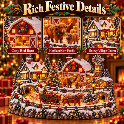 🐮 Animated Highland Cow Christmas Village | Lighted Farmhouse Holiday Décor