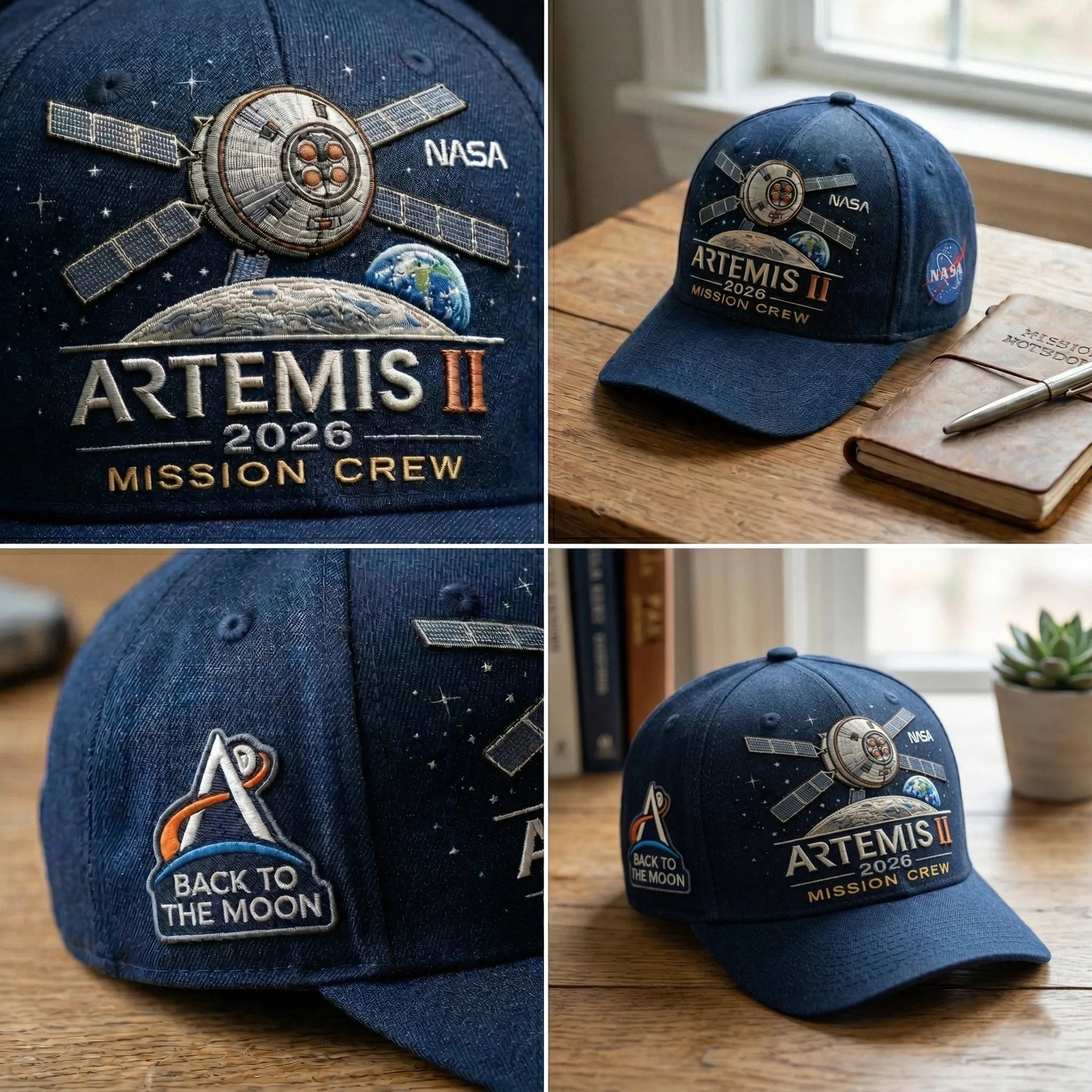 ✨High-end craftsmanship in hand embroidery🚀🌕Artemis II Lunar Mission Commemorative Cap