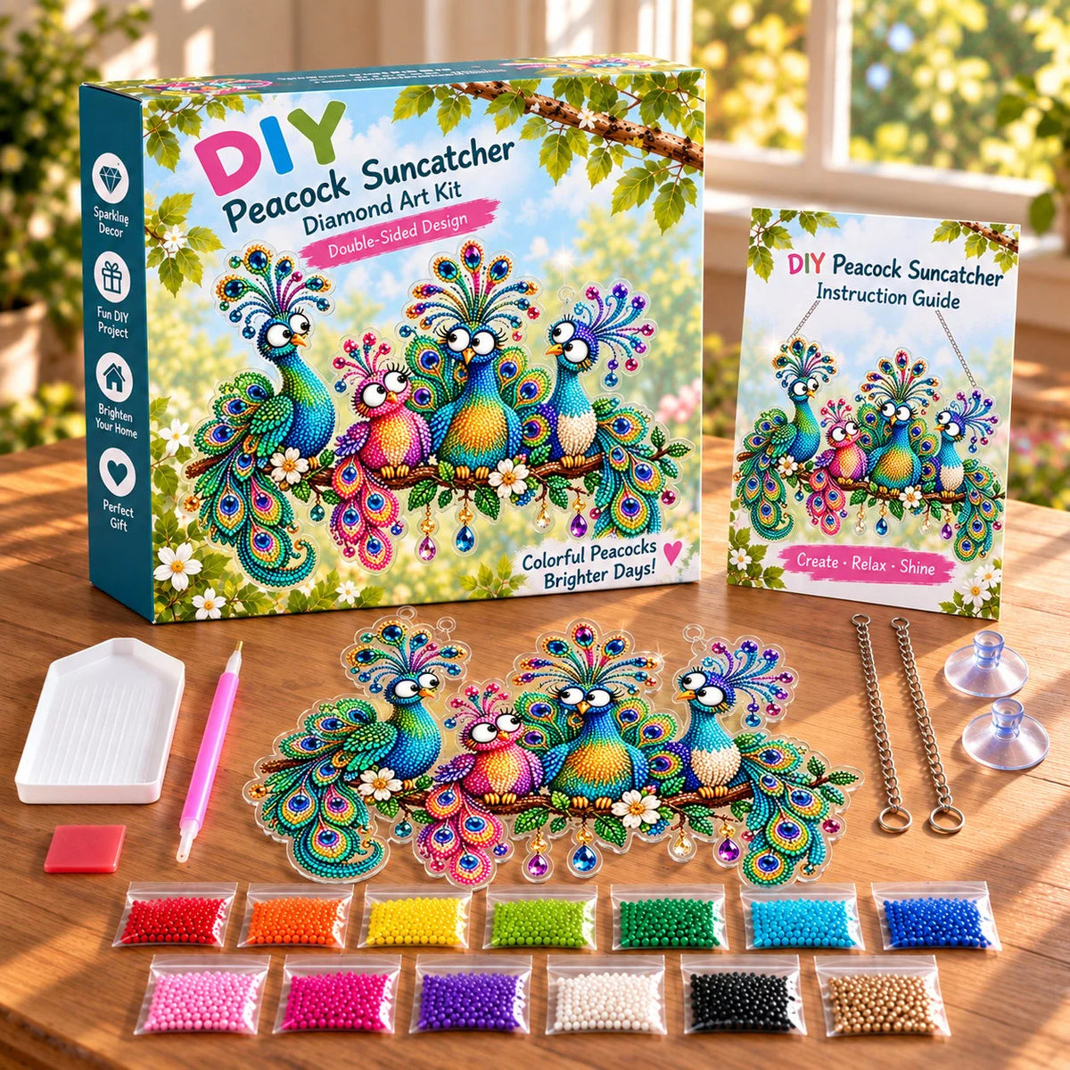 🐦✨ Sunny Birds Diamond Art Suncatcher DIY Kit