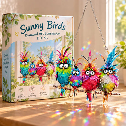 🐦✨ Sunny Birds Diamond Art Suncatcher DIY Kit