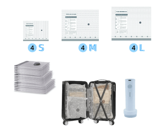 🔥Space-Saving Vacuum Storage Bags with Pump | Compact Travel & Home Kit