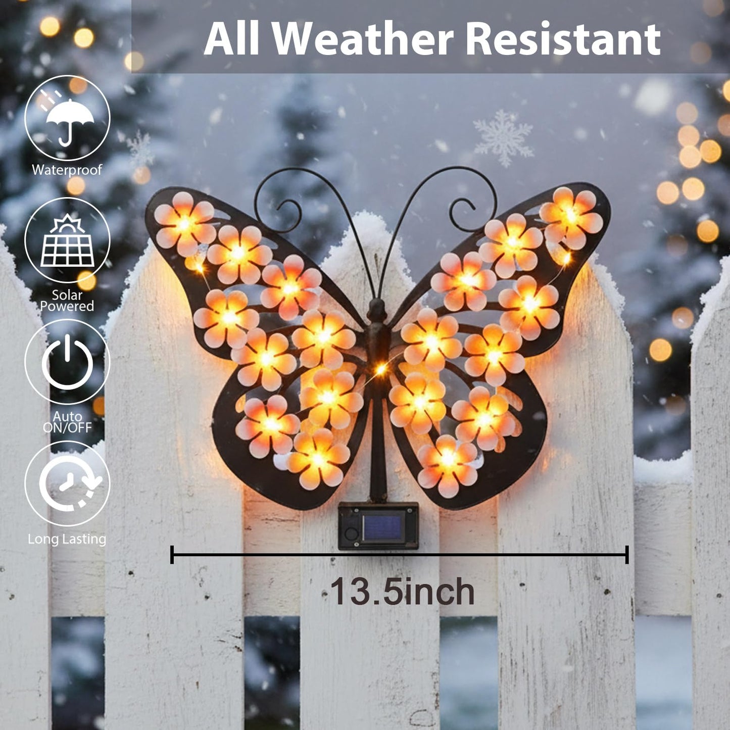 Solar Butterfly Wall Light Outdoor Decor