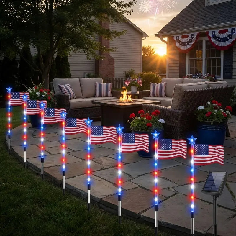 Outdoor solar American flag light, 6.5 ft x 3.28 ft, ultra-bright; suitable for Independence Day, National Day, and Memorial Day decorations; waterproof solar outdoor light