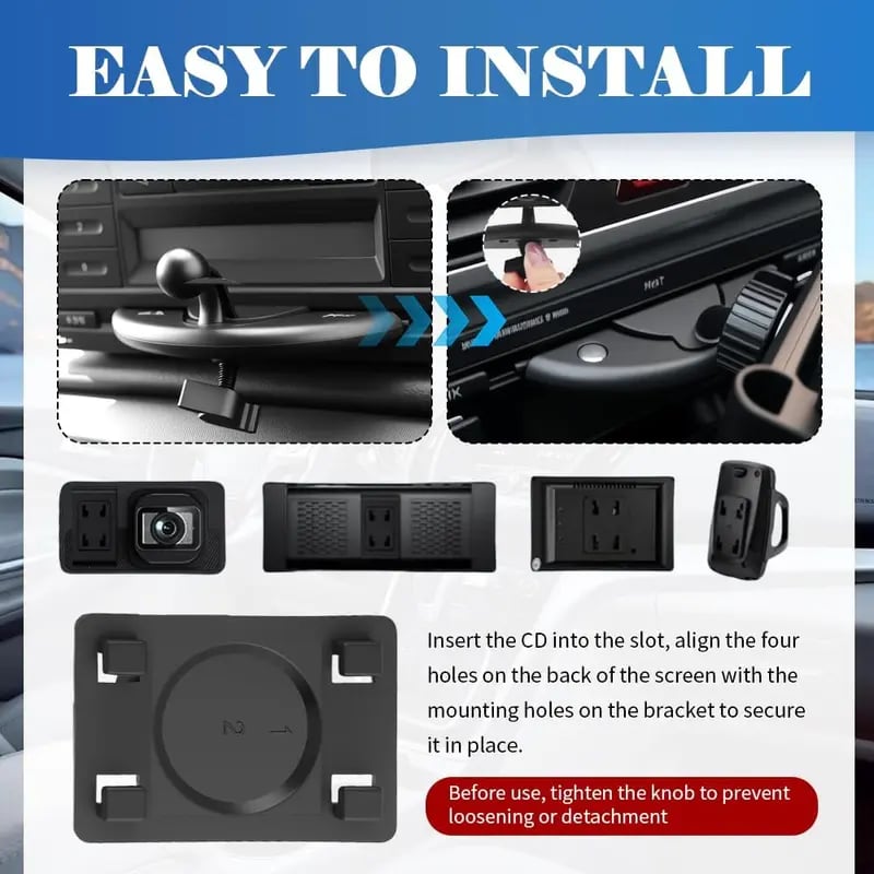 🎁360° Rotating CD Slot Car Mount – Triangle Stable Holder for CarPlay Screens, GPS & Dashcams