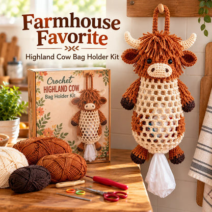 Crochet Animal Bag Holder DIY Kit – Cute & Functional Hanging Storage Craft Kit