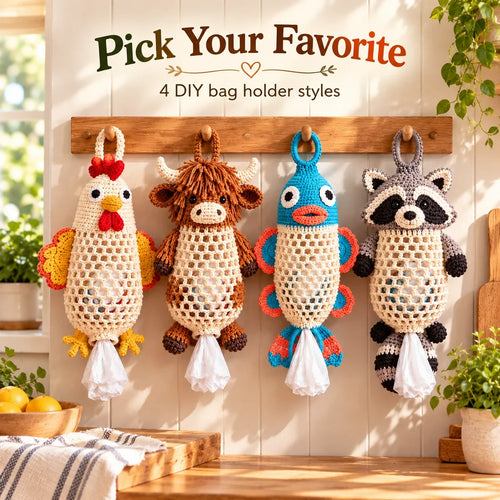 Crochet Animal Bag Holder DIY Kit – Cute & Functional Hanging Storage Craft Kit