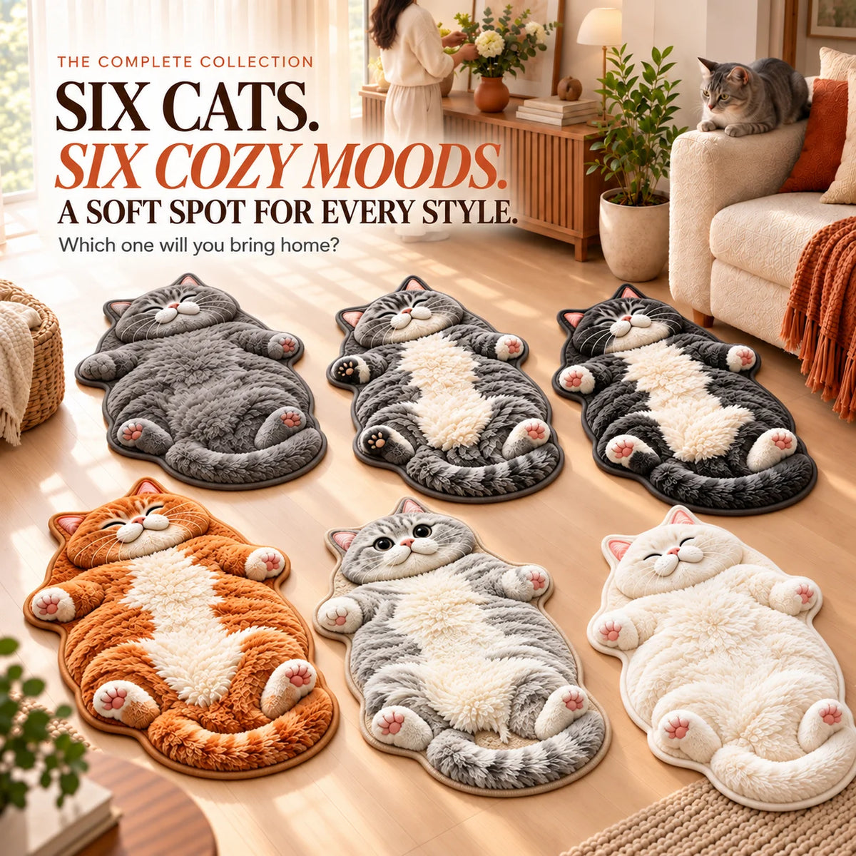 Chubby Tabby Cat Shaped Rug🐱