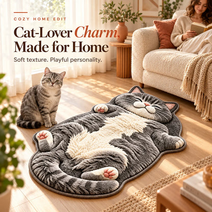 Chubby Tabby Cat Shaped Rug🐱