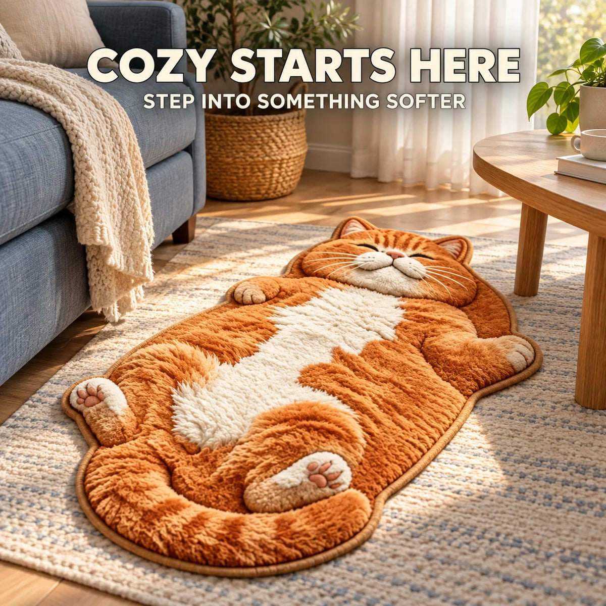 Chubby Tabby Cat Shaped Rug🐱