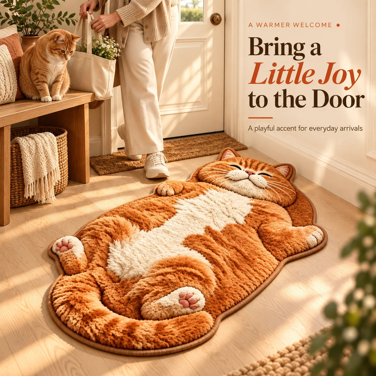 Chubby Tabby Cat Shaped Rug🐱