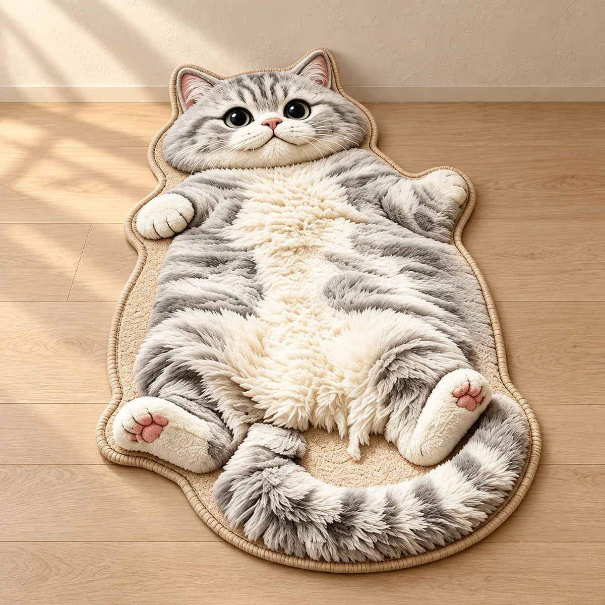 Chubby Tabby Cat Shaped Rug🐱