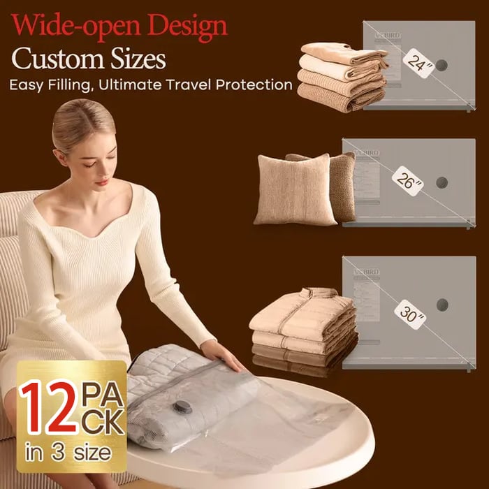 🔥Space-Saving Vacuum Storage Bags with Pump | Compact Travel & Home Kit