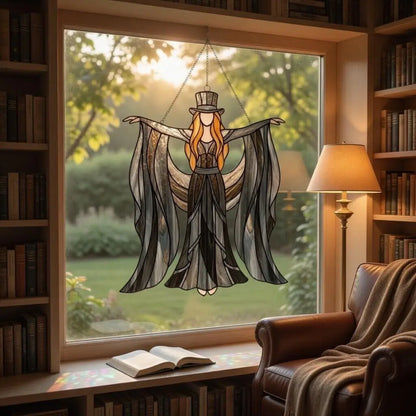 Boho Dancing Lady Suncatcher – Mystical Gothic Hanging Ornament & Acrylic Window Spinner