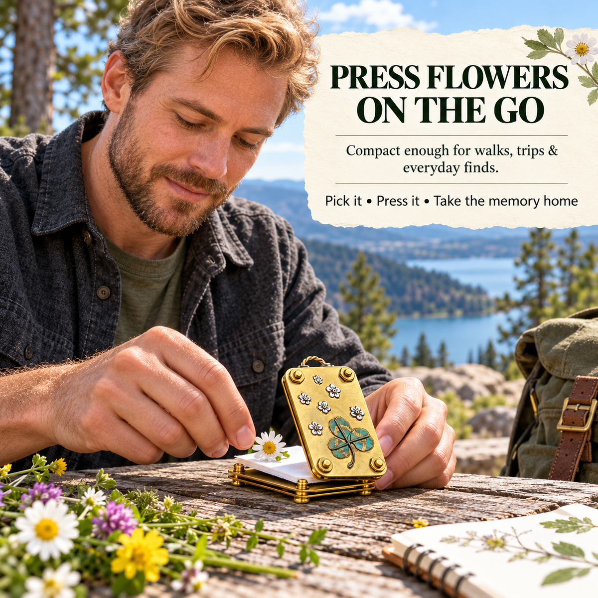 🌸 Mini Portable Flower Press Kit with 10 Pressing Paper Sheets – Preserve Flowers & Create Beautiful Keepsakes 🌿