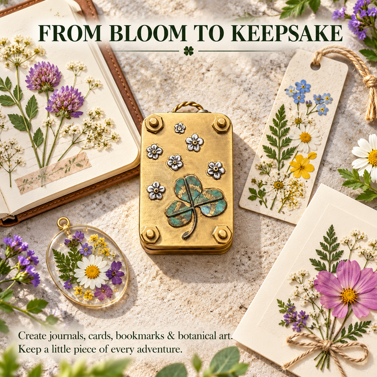 🌸 Mini Portable Flower Press Kit with 10 Pressing Paper Sheets – Preserve Flowers & Create Beautiful Keepsakes 🌿