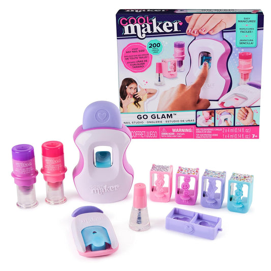 Cool Maker, GO Glam Studio Nail Kit, Style 200 Nails, 4 Designs, 2 Polish Applicators & Mask , Arts and Crafts for Ages 7 and up