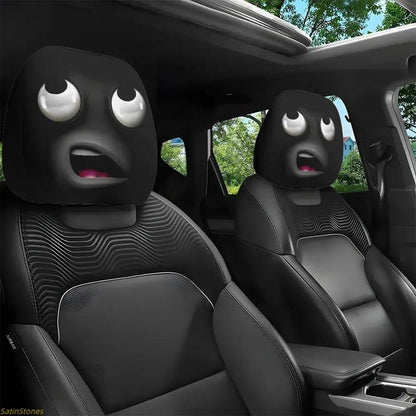 😆 Funny Cartoon Car Headrest Covers – 2PCS Universal Fit-🚗