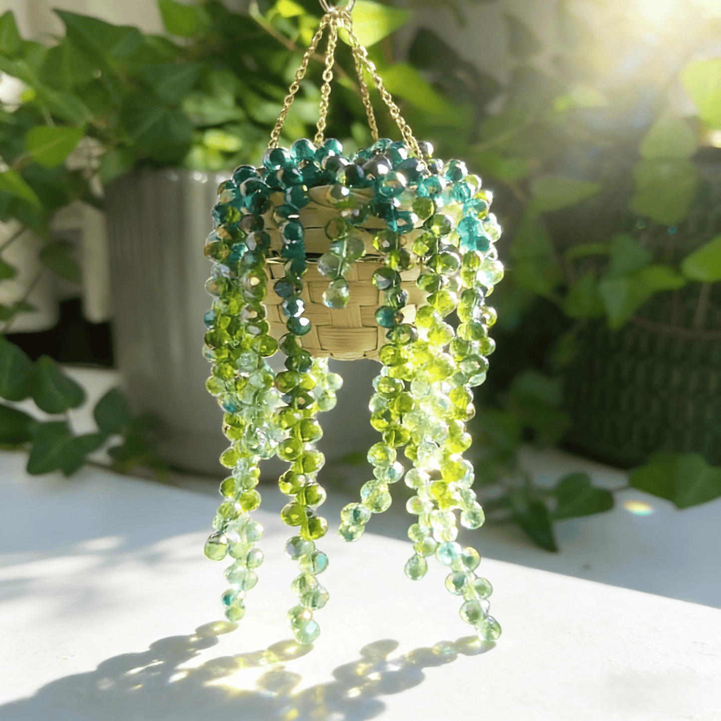 Beaded Plant Light Catcher Ornament
