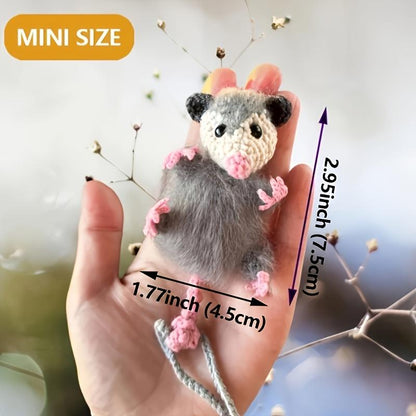 Possum Hanging ornaments - Handmade Crocheted Hanging Pendant With Pink Paw Details