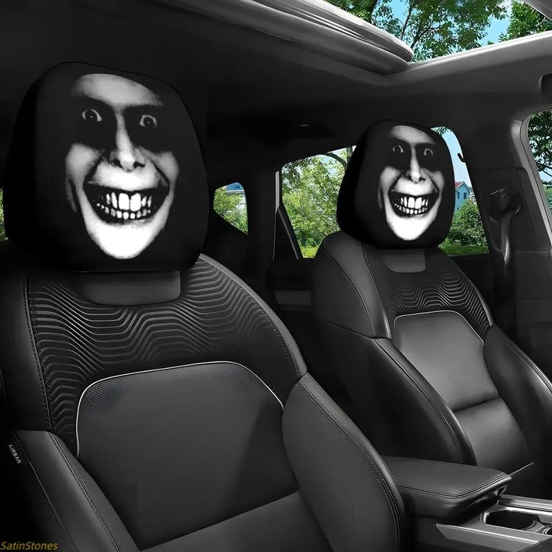 😆 Funny Cartoon Car Headrest Covers – 2PCS Universal Fit-🚗