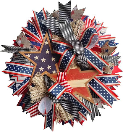 250th Anniversary Patriotic Wreath - For Independence Day Memorial Day Holiday Decor