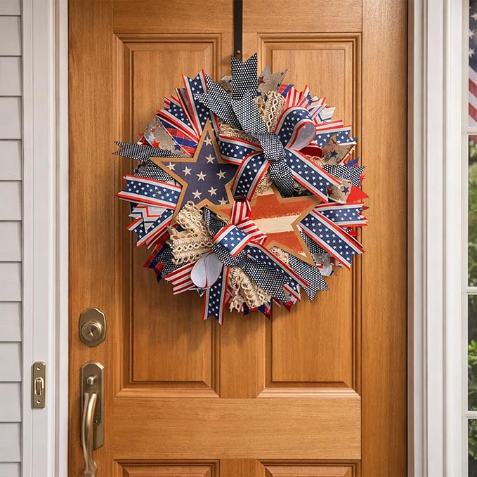 250th Anniversary Patriotic Wreath - For Independence Day Memorial Day Holiday Decor