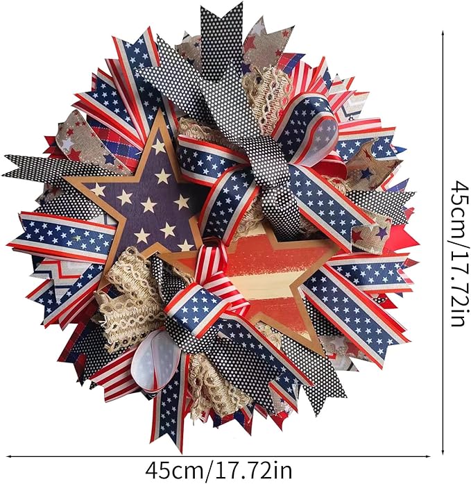 250th Anniversary Patriotic Wreath - For Independence Day Memorial Day Holiday Decor