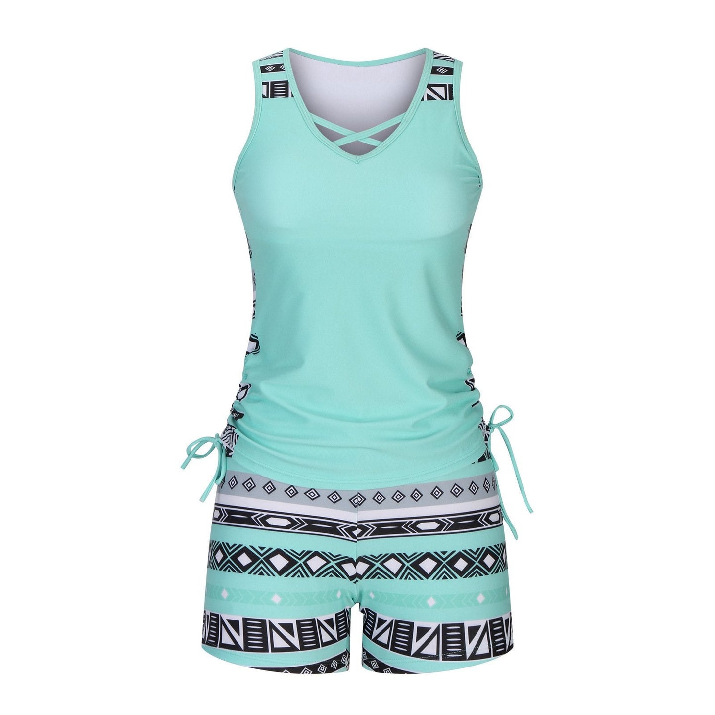 ⏰LAST DAY 60% OFF - Women's Tummy Control Tankini Set with Built-In Bra – Flattering Boho Swimwear with Shorts🔥 Buy 2 Free Shipping