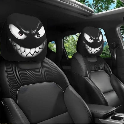 😆 Funny Cartoon Car Headrest Covers – 2PCS Universal Fit-🚗