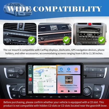 🎁360° Rotating CD Slot Car Mount – Triangle Stable Holder for CarPlay Screens, GPS & Dashcams