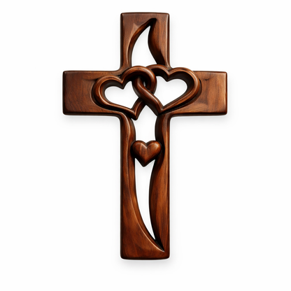 Two Heart Cross - Handcrafted Wooden Cross