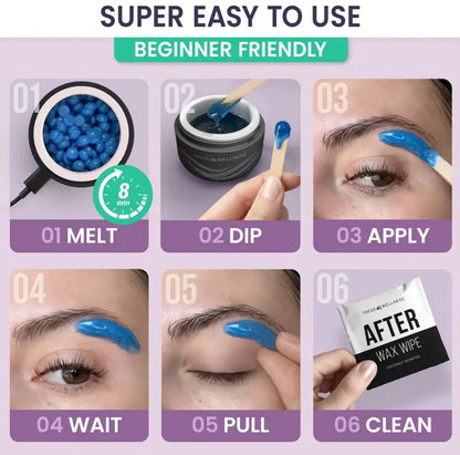Easy to Use Nose & Brow Wax Kit for Women & Men by Brandrazi– Travel-Friendly Facial & Nose Wax Set for Brows, Upper Lip & Sideburns Sensitive Smooth Silicone Gentle Body Care Hair Removal