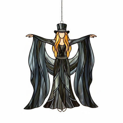Boho Dancing Lady Suncatcher – Mystical Gothic Hanging Ornament & Acrylic Window Spinner