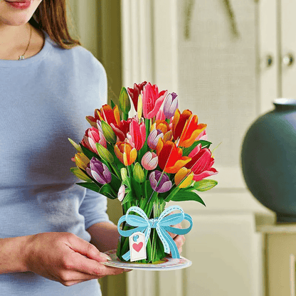 Paper Love HugePop Tulip Flower Pop Up Card – Detachable 3D Paper Bouquet 🌷💌