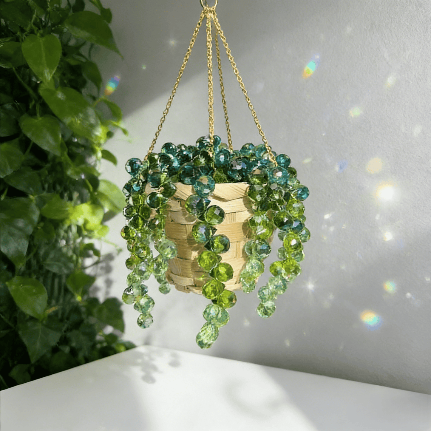 Beaded Plant Light Catcher Ornament