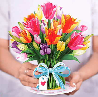 Paper Love HugePop Tulip Flower Pop Up Card – Detachable 3D Paper Bouquet 🌷💌