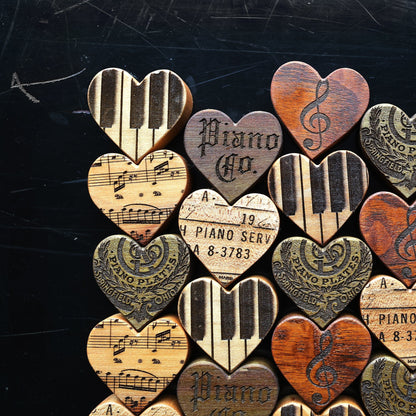 Engraved Piano Wood Hearts