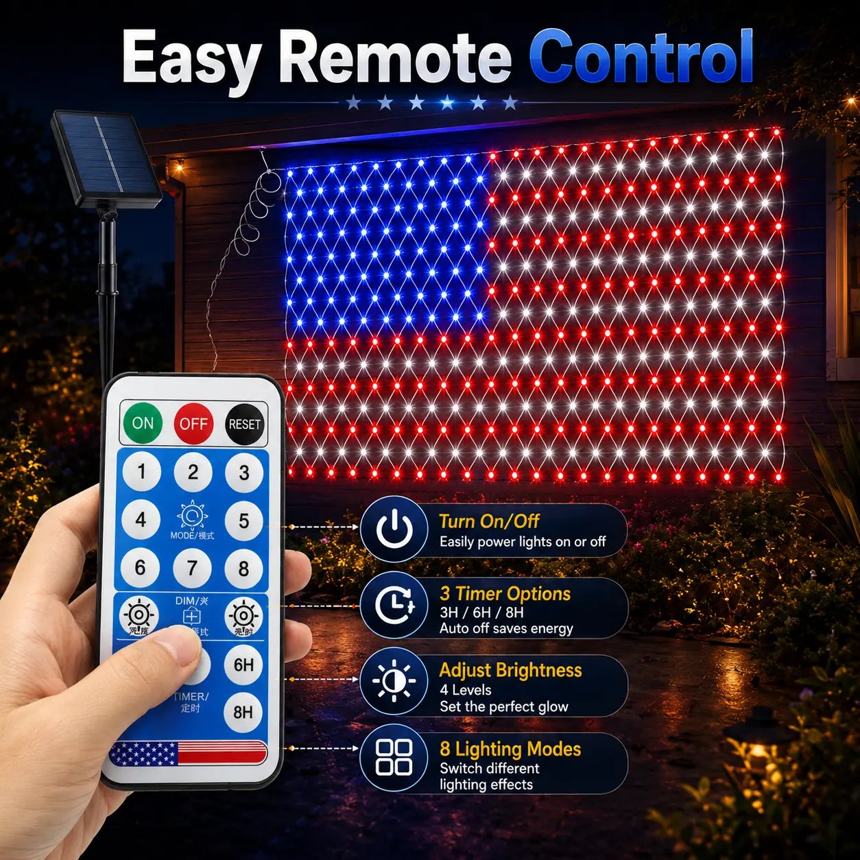 Super Bright American Flag Net Lights for Patriotic Holiday Decor