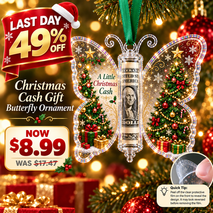 🦋💵 Christmas Cash Gift Butterfly Ornament – Holiday Money Holder Keepsake 🎄✨