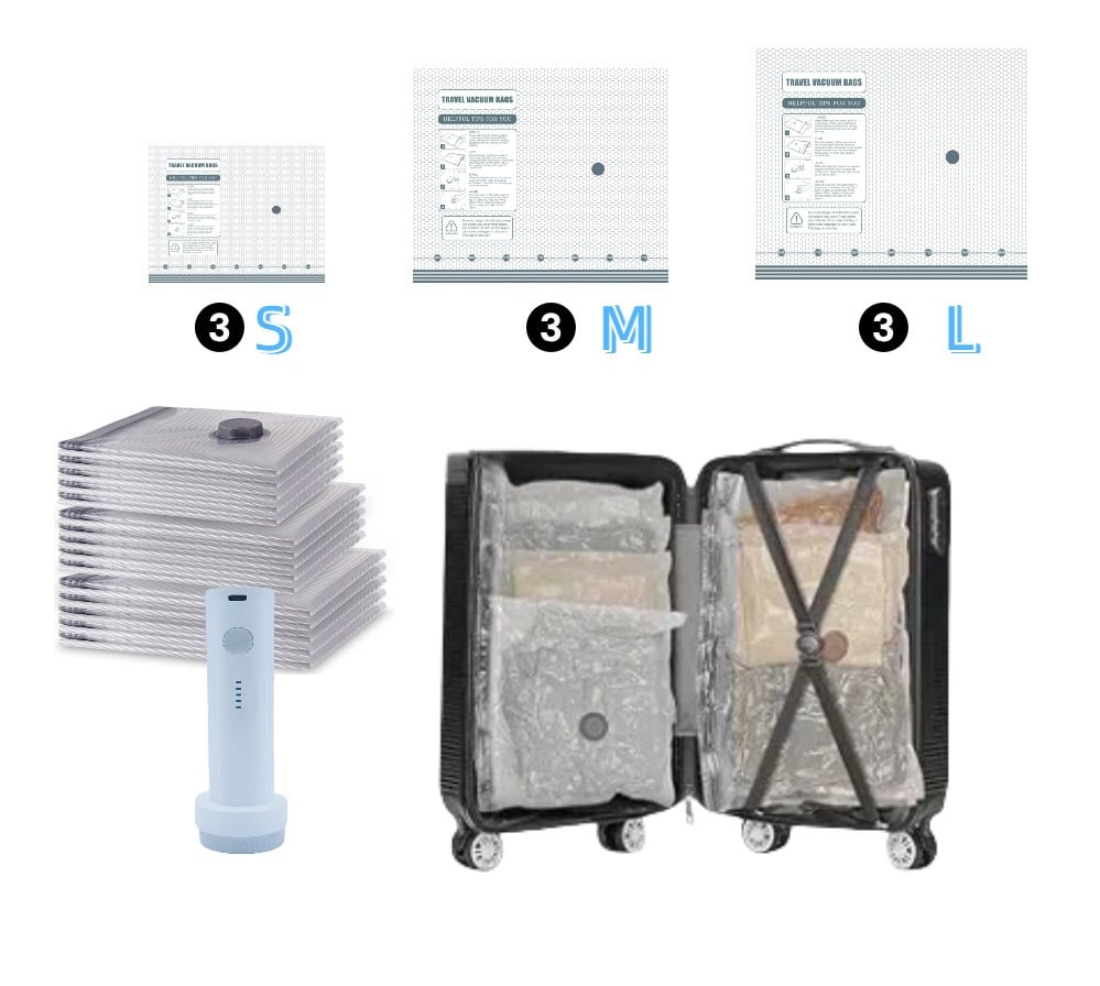 🔥Space-Saving Vacuum Storage Bags with Pump | Compact Travel & Home Kit