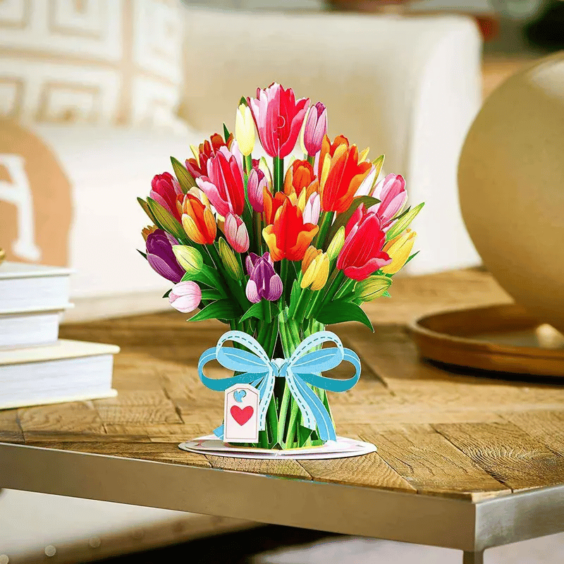 Paper Love HugePop Tulip Flower Pop Up Card – Detachable 3D Paper Bouquet 🌷💌