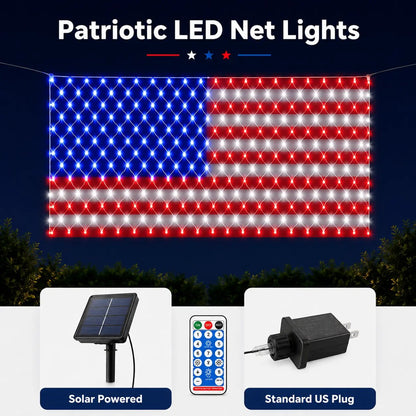 Super Bright American Flag Net Lights for Patriotic Holiday Decor