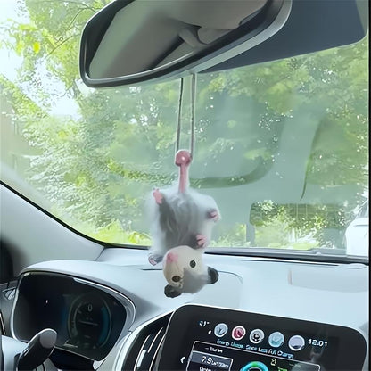 Possum Hanging ornaments - Handmade Crocheted Hanging Pendant With Pink Paw Details