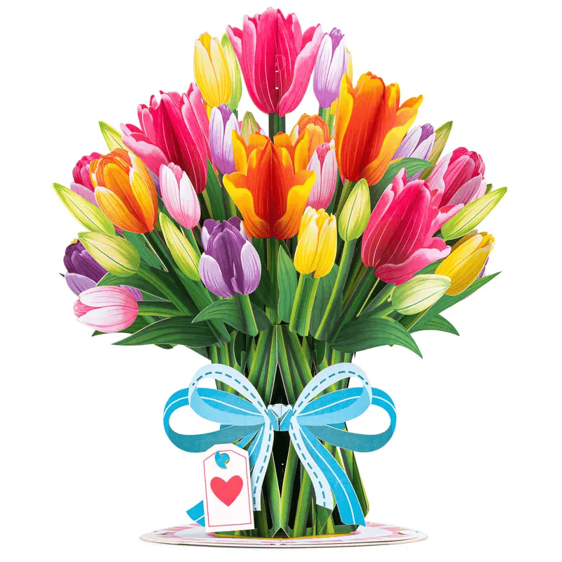 Paper Love HugePop Tulip Flower Pop Up Card – Detachable 3D Paper Bouquet 🌷💌